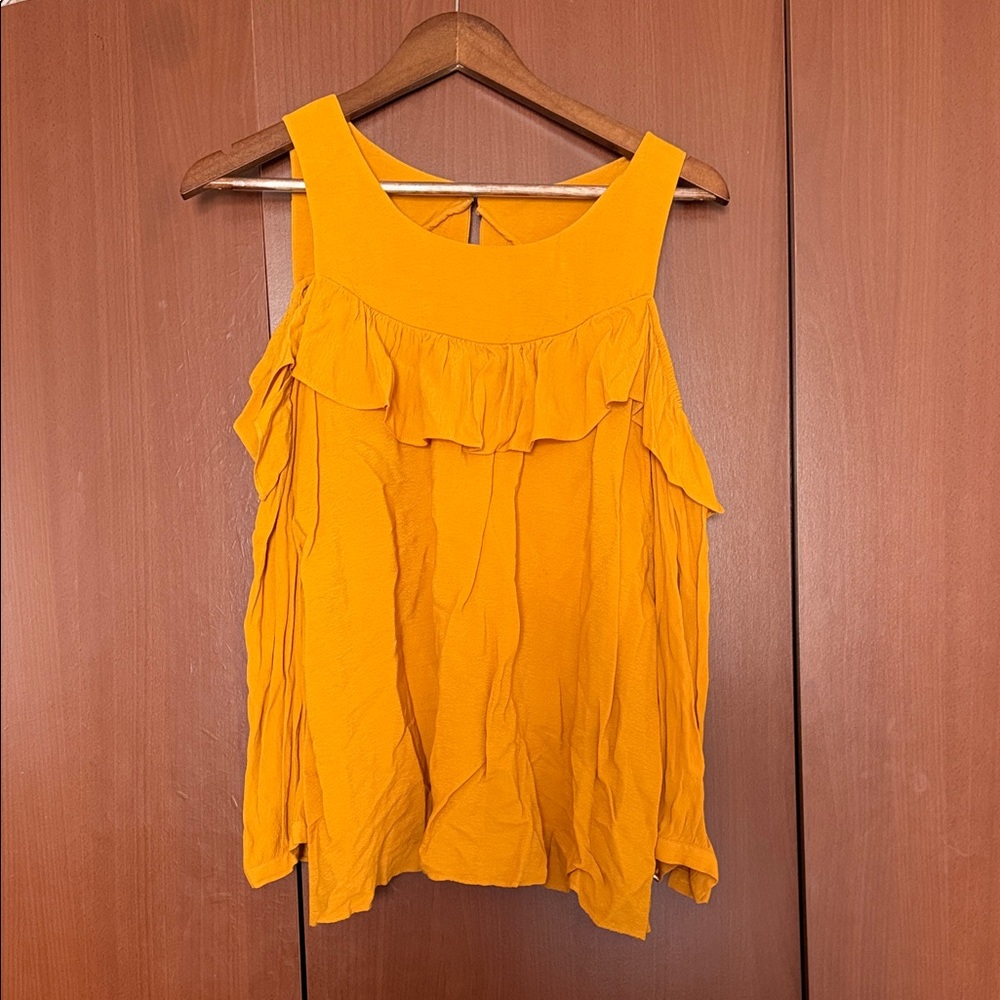 Maeve Ruffle Cold-Shoulder Tank Top - Mustard